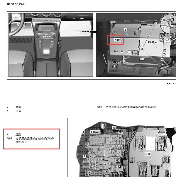 2020年奔驰A200 SAM模块位置