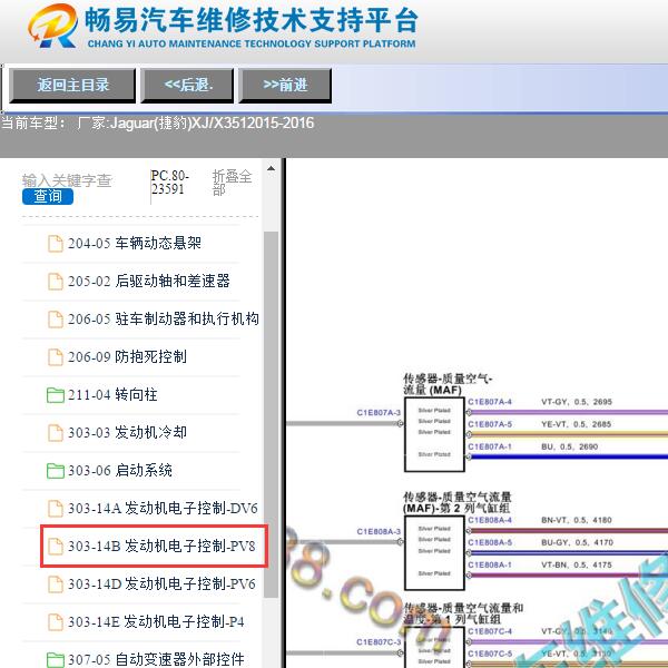 2015年捷豹XJ空气流量计电路图与颜色