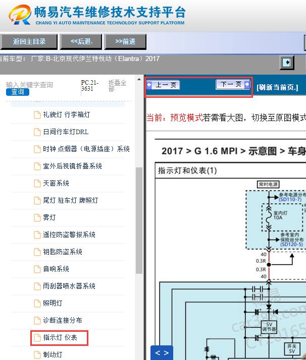 2017年现代伊兰特仪表电路图