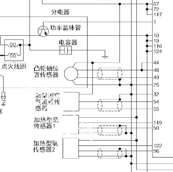 郑州日产KA24 氧传感器电路图