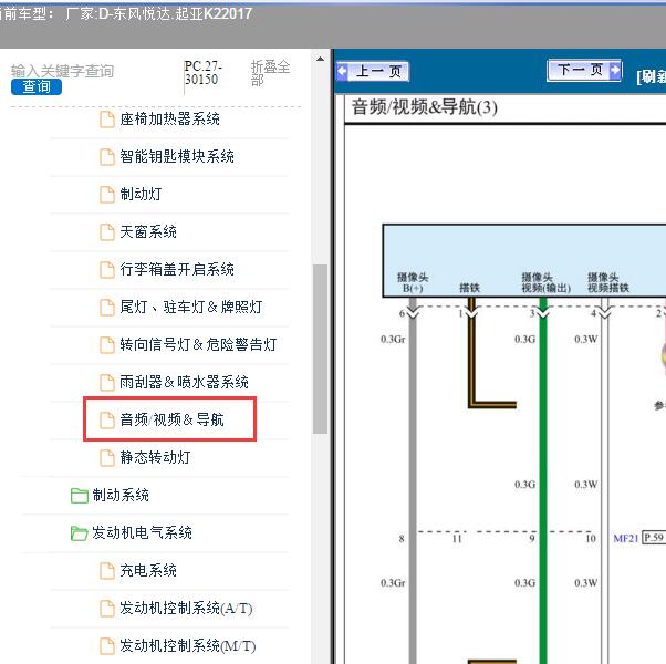 2017年东风悦达.起亚-K2摄像头线路图