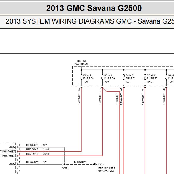 2013年GMC SAVANA车身电路图