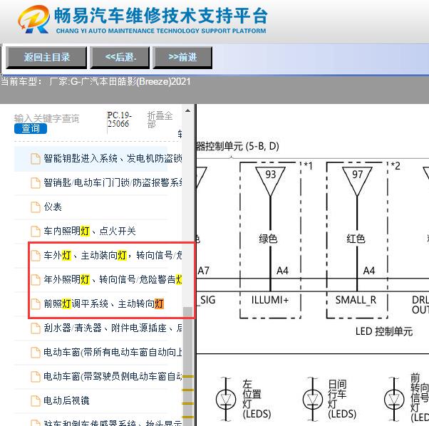 2021年本田皓影大灯电路图