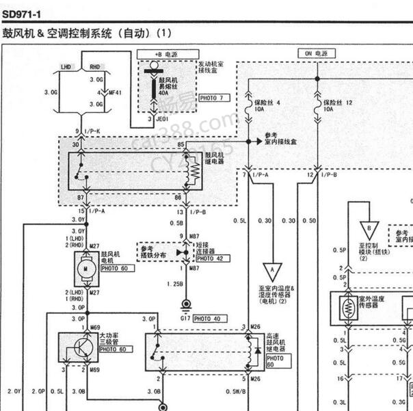 2005年现代御翔空调电路图
