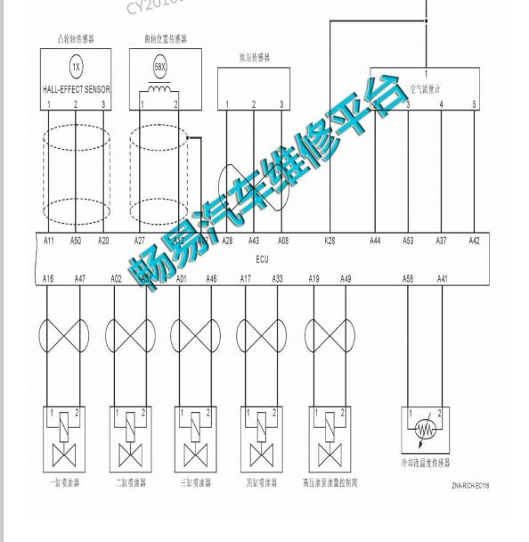 2013年日产锐骐ZD25发动机电路图.