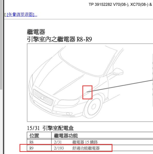 2010年沃尔沃S80舒适继电器模块位置