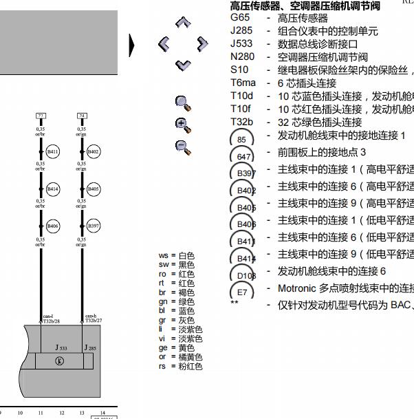 2004年大众途锐空调及散热风扇电路图