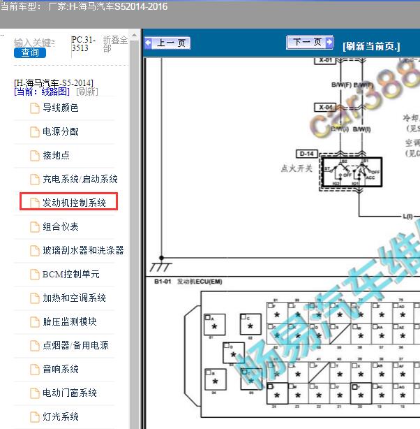 2014年海马S5发动机针脚图电路图