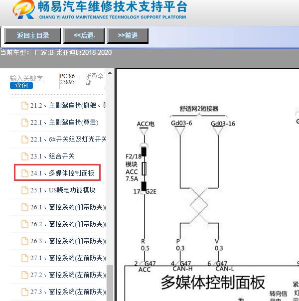 2018年比亚迪唐多媒体电路图