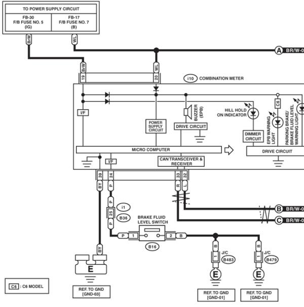 2011年斯巴鲁傲虎手刹模块电路图