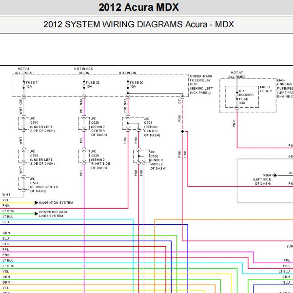 2012年讴歌MDX空调电路图