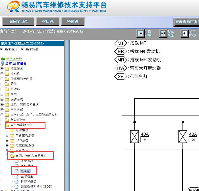 2011-2012年日产骐达车内保险丝电路图