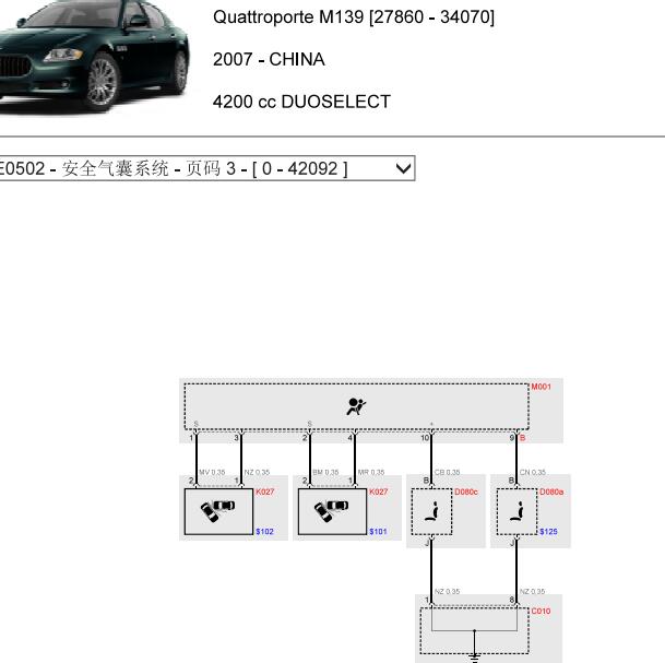 2007年玛莎拉蒂总裁气囊电路图.