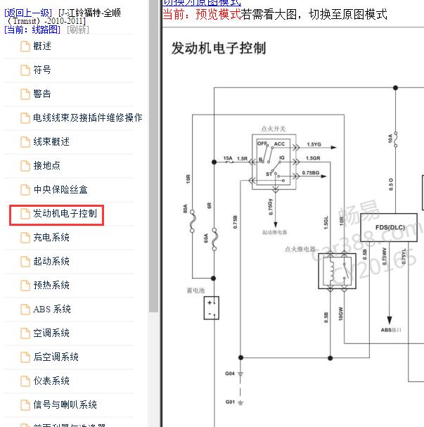 2010-2011年福特全顺 发动机电路图