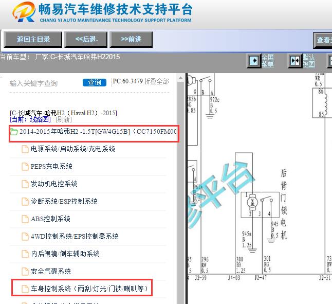 2015年哈弗H2后备箱电路图