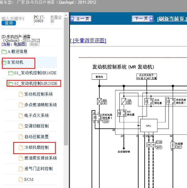 2011-2012年东风日产-逍客（Qashqai） 风扇电路图