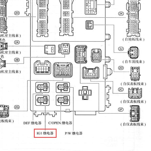 2008年丰田皇冠IG1继电器位置