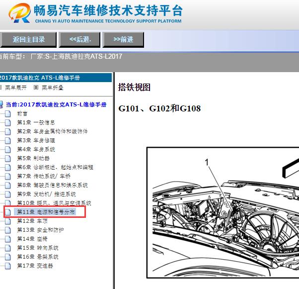 2017年凯迪拉克ATS发动机搭铁位置
