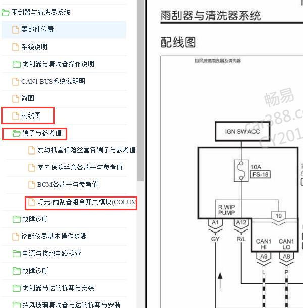 2015-2016年纳智捷U6 雨刮电路图和针脚