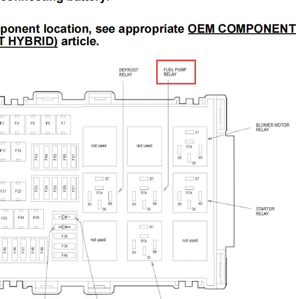 2011年福特蒙迪欧致胜油泵继电器位置