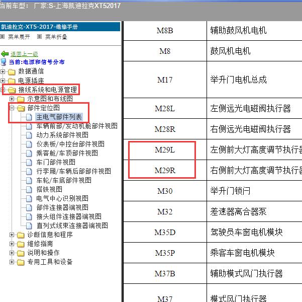 2017年上海凯迪拉克-XT5 大灯水平高度调节位置