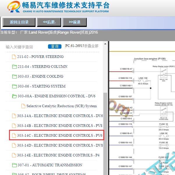 2016年路虎揽胜发动机电路图