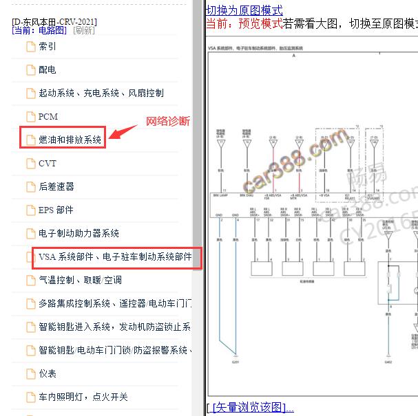 2021-2022年本田CRV ABS和网络诊断电路图