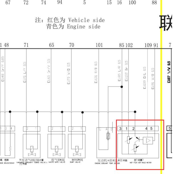 2017年长安CS35 4G15T发动机空气流量电路图