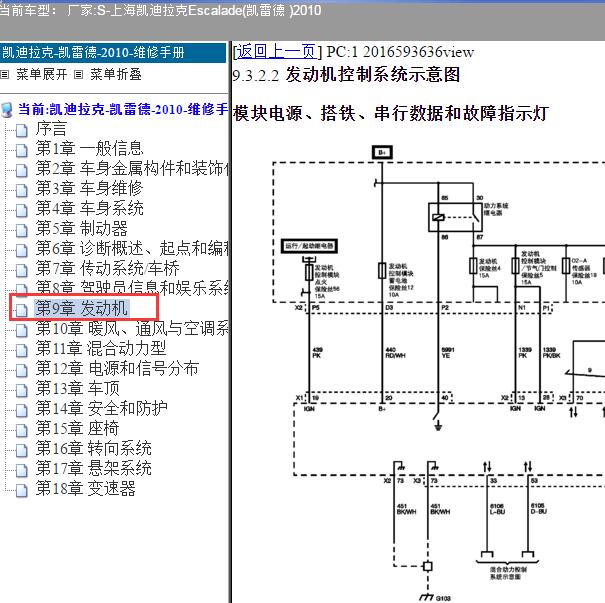 2010年凯迪拉克凯雷德 发动机控制电路图