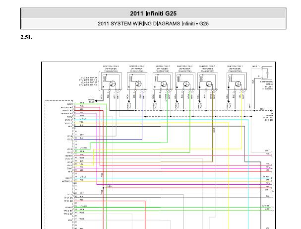 2011年英菲尼迪G25发动机电路图和针脚资料