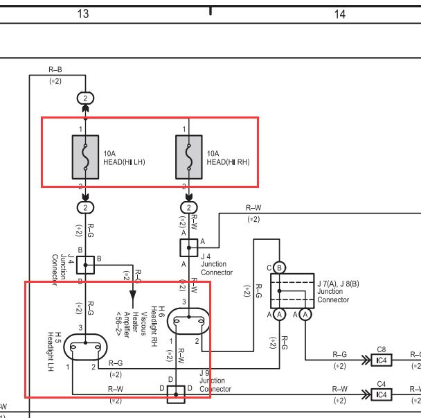 2005年丰田普拉多大灯电路图