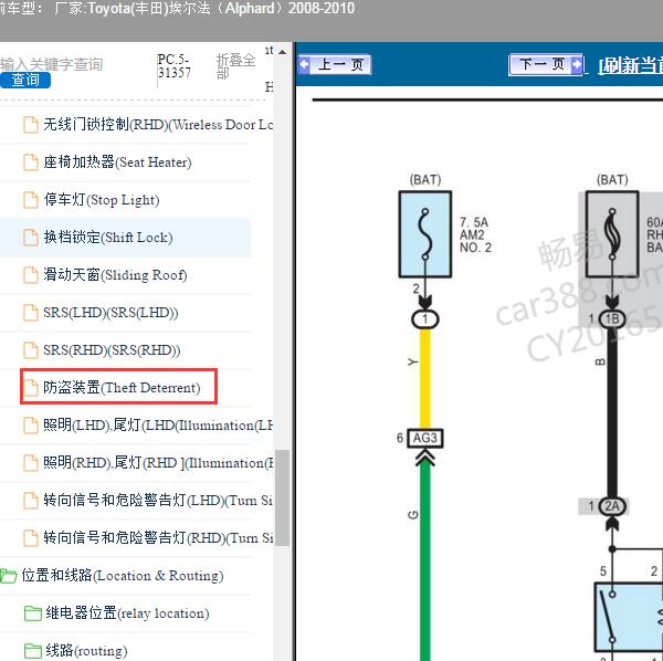 2008-2010年Toyota(丰田)-埃尔法（Alphard）防盗系统电路图