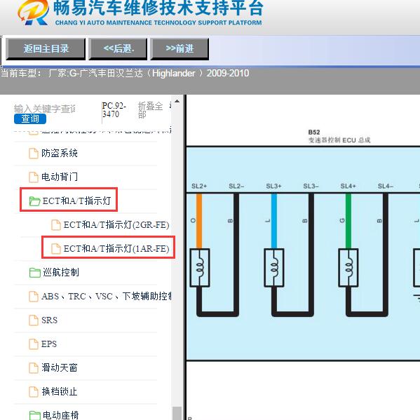 2010年丰田汉兰达变速箱电路图