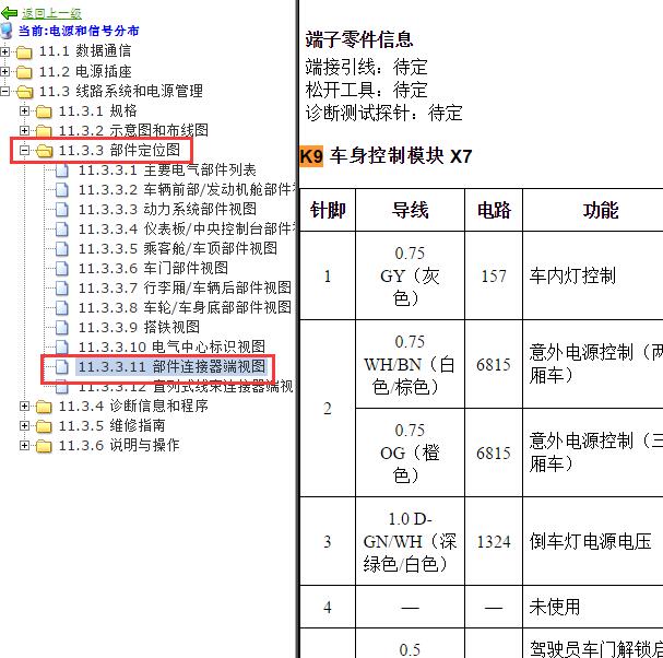 2011年别克英朗车身针脚定义