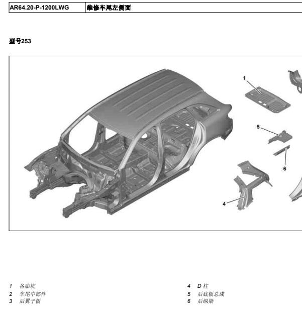 2017年奔驰GLC260后翼子板维修手册