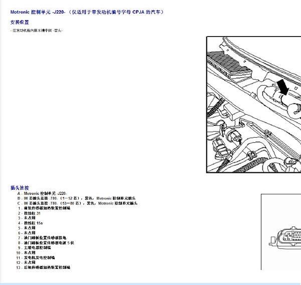 2013年大众 Polo发动机针脚