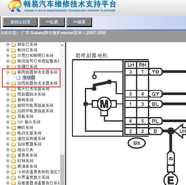 2008年斯巴鲁森林人雨刮电路图