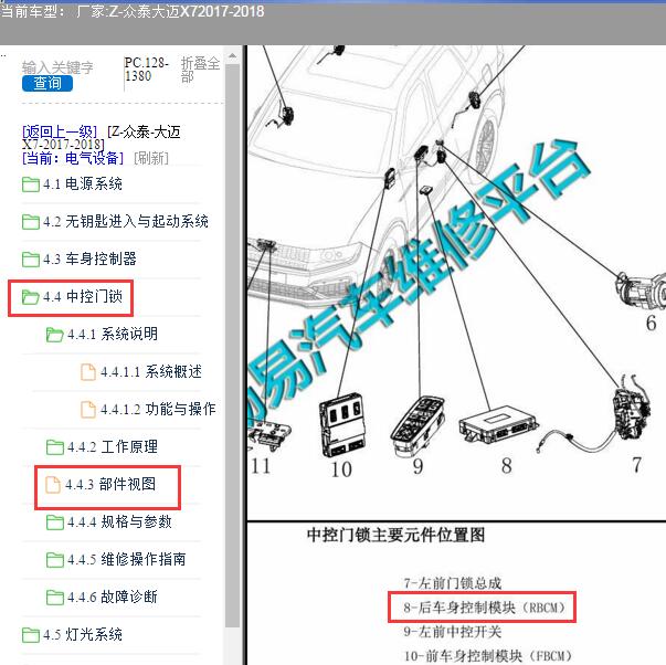 2017年众泰大迈X7 RBCM位置