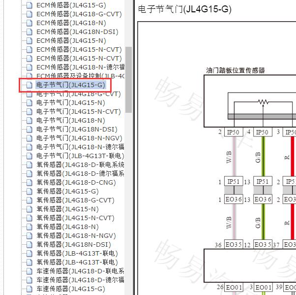 2012年吉利帝豪节气门和油门踏板电路图