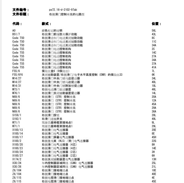 2016年奔驰斯宾特右侧滑门电路图