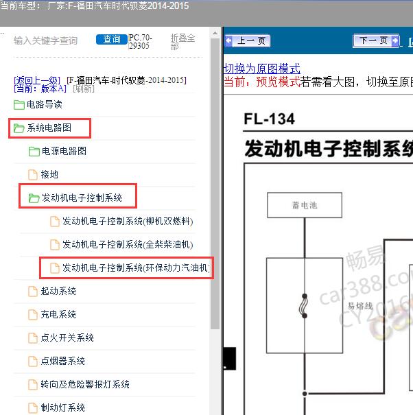 2014-2015年福田时代驭菱发动机电路图