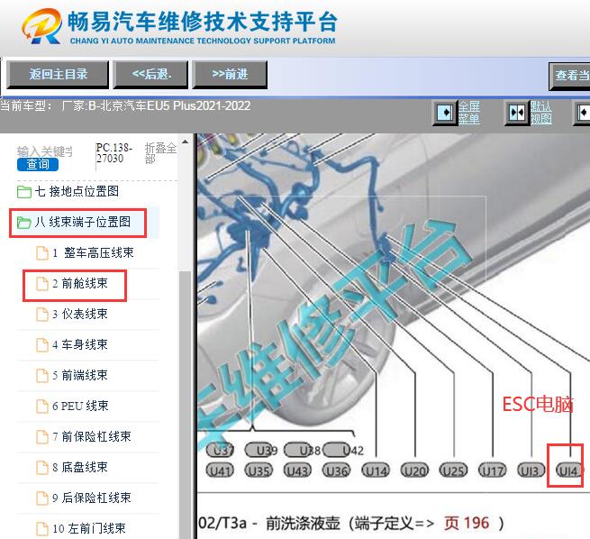 2021-2022年北京汽车EU5 Plus 车身稳定控制模块ESC安装位置