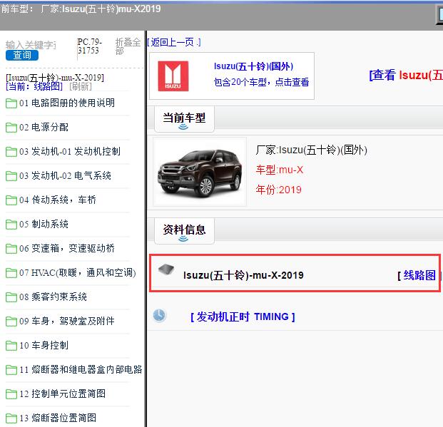2019年Isuzu(五十铃)-mu-X 全车电路图