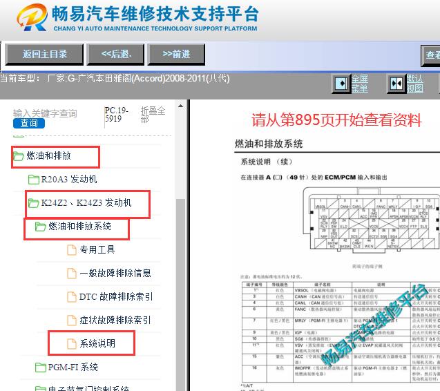 2008-2011年本田雅阁发动机针脚资料
