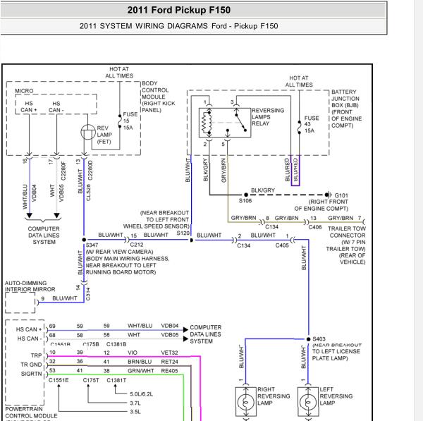 2011年福特猛禽F150转向灯电路图