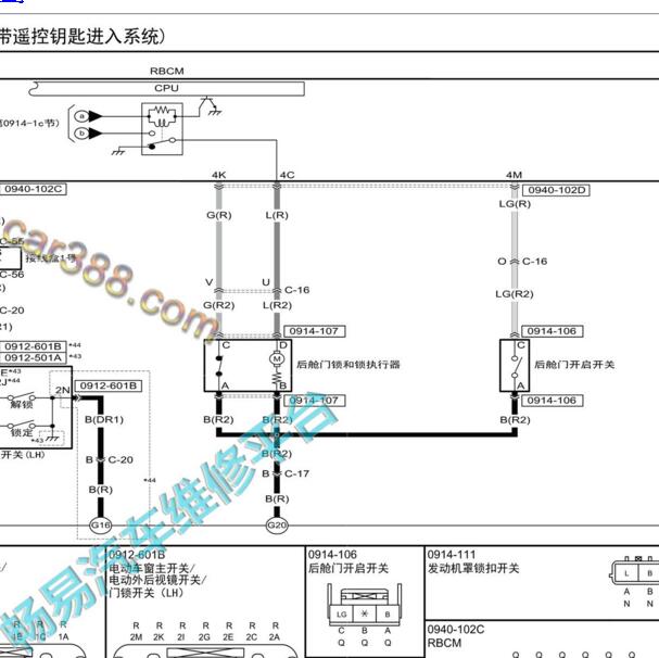 2020-2021年马自达CX-4 尾门锁电路图