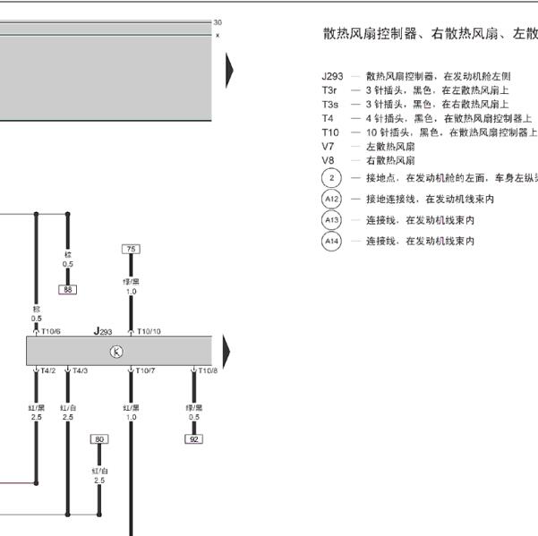 2008年大众桑塔纳志俊风扇电路图