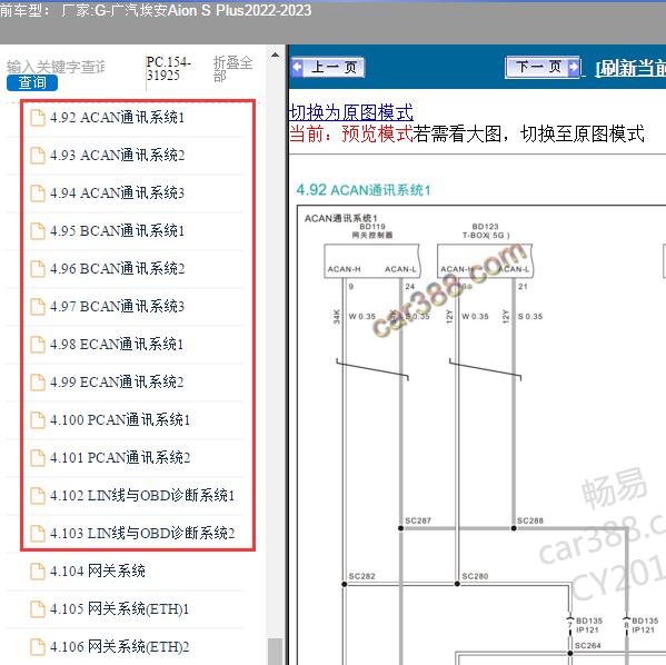 2022-2023年广汽埃安-Aion S Plus 通讯电路图