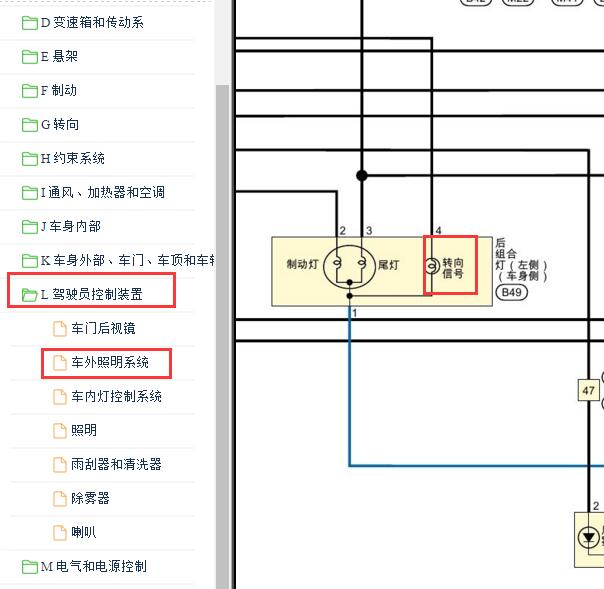 2019-2020年日产轩逸转向灯电路图