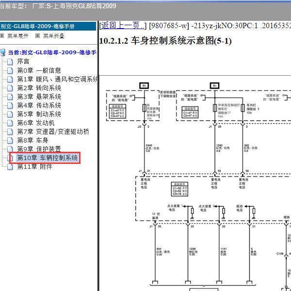 2009年上海别克-GL8陆尊 车身电路图